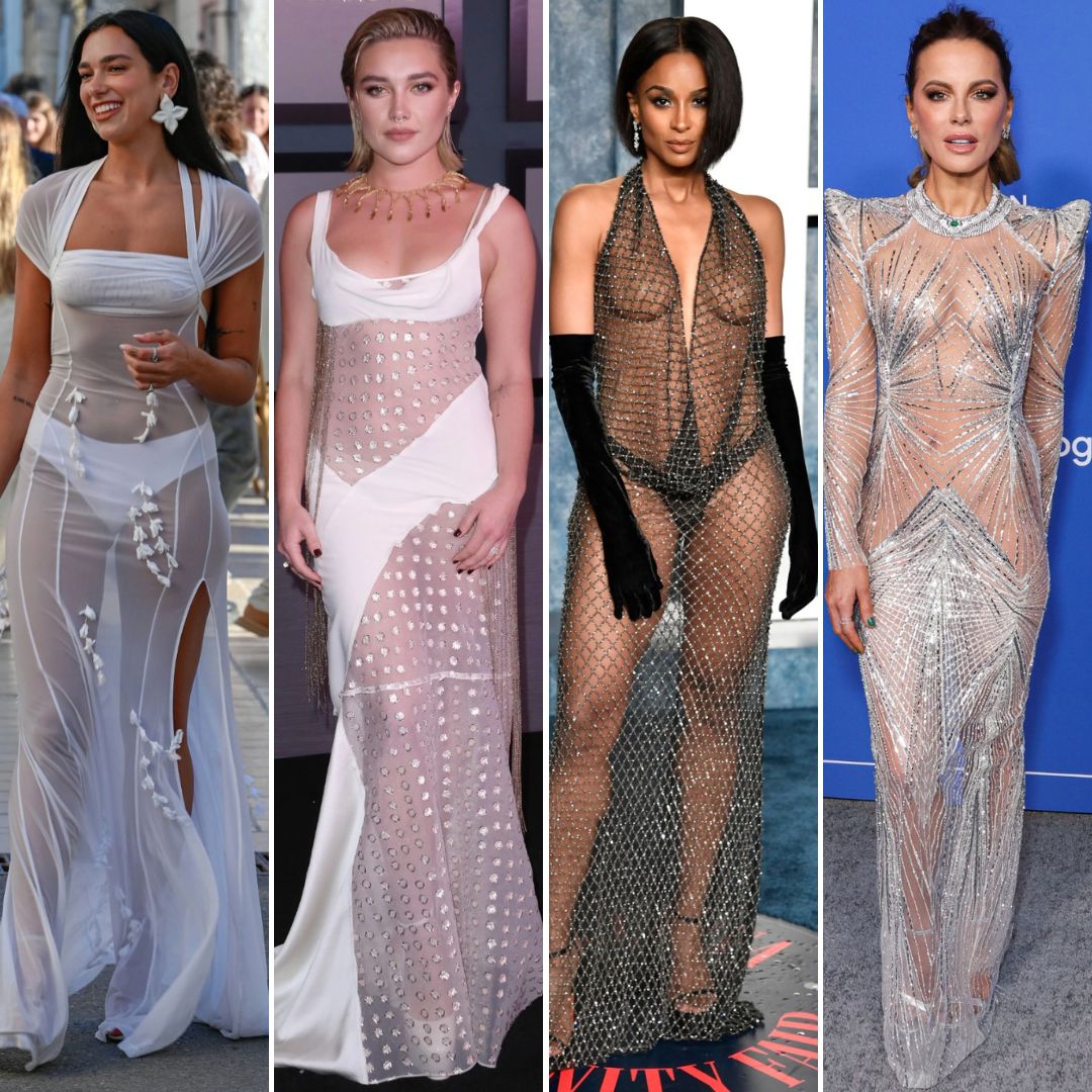 women in see through dresses